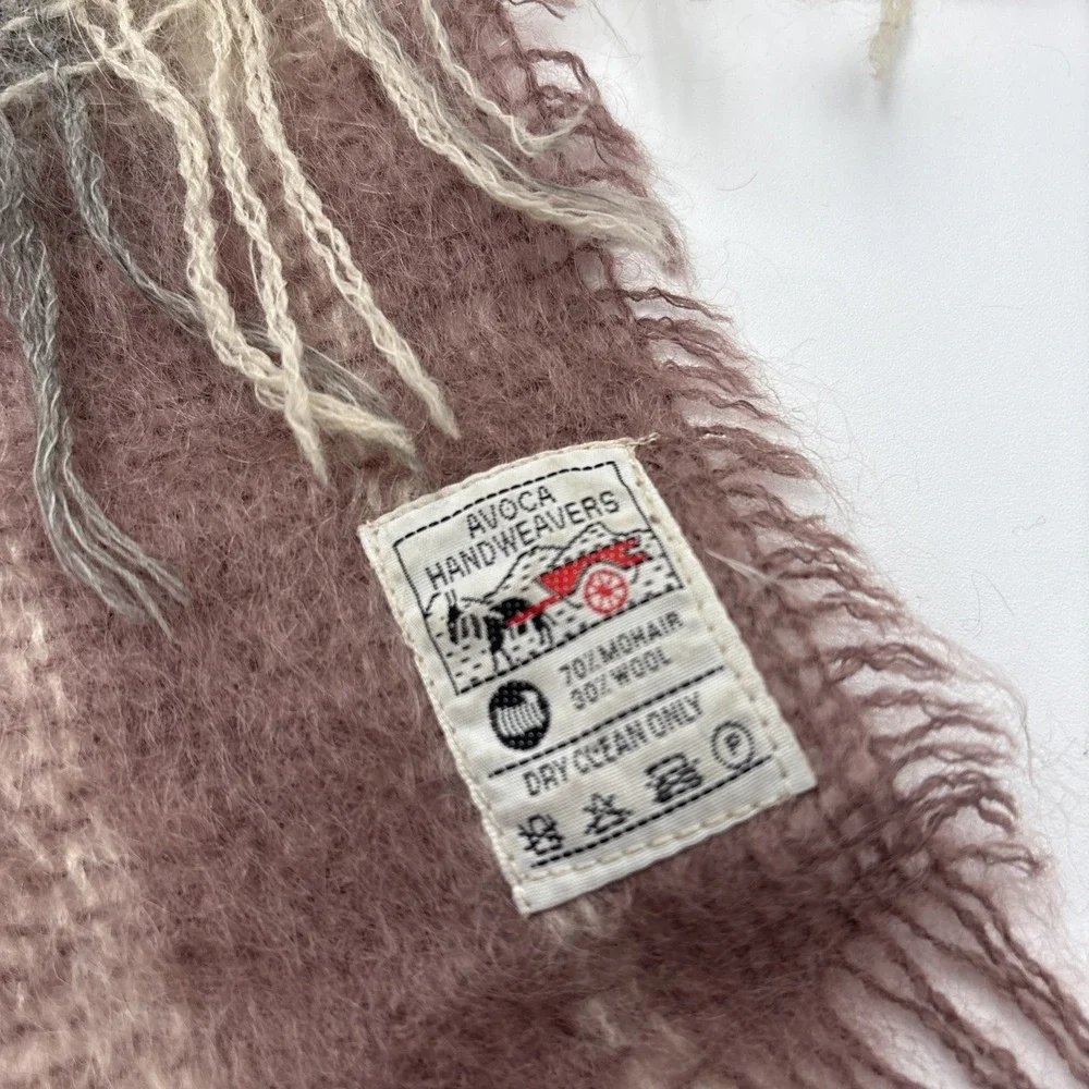Avoca Hand weavers Scarf 70% Mohair 30% Wool Ireland Brown Dry Clean Only Preown